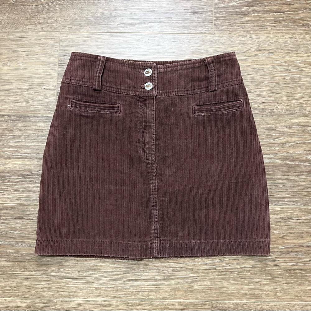 90s Brown Corduroy A-line Mini Skirt